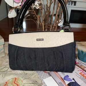 Miche Black and Cream Pleated Shoulder Bag